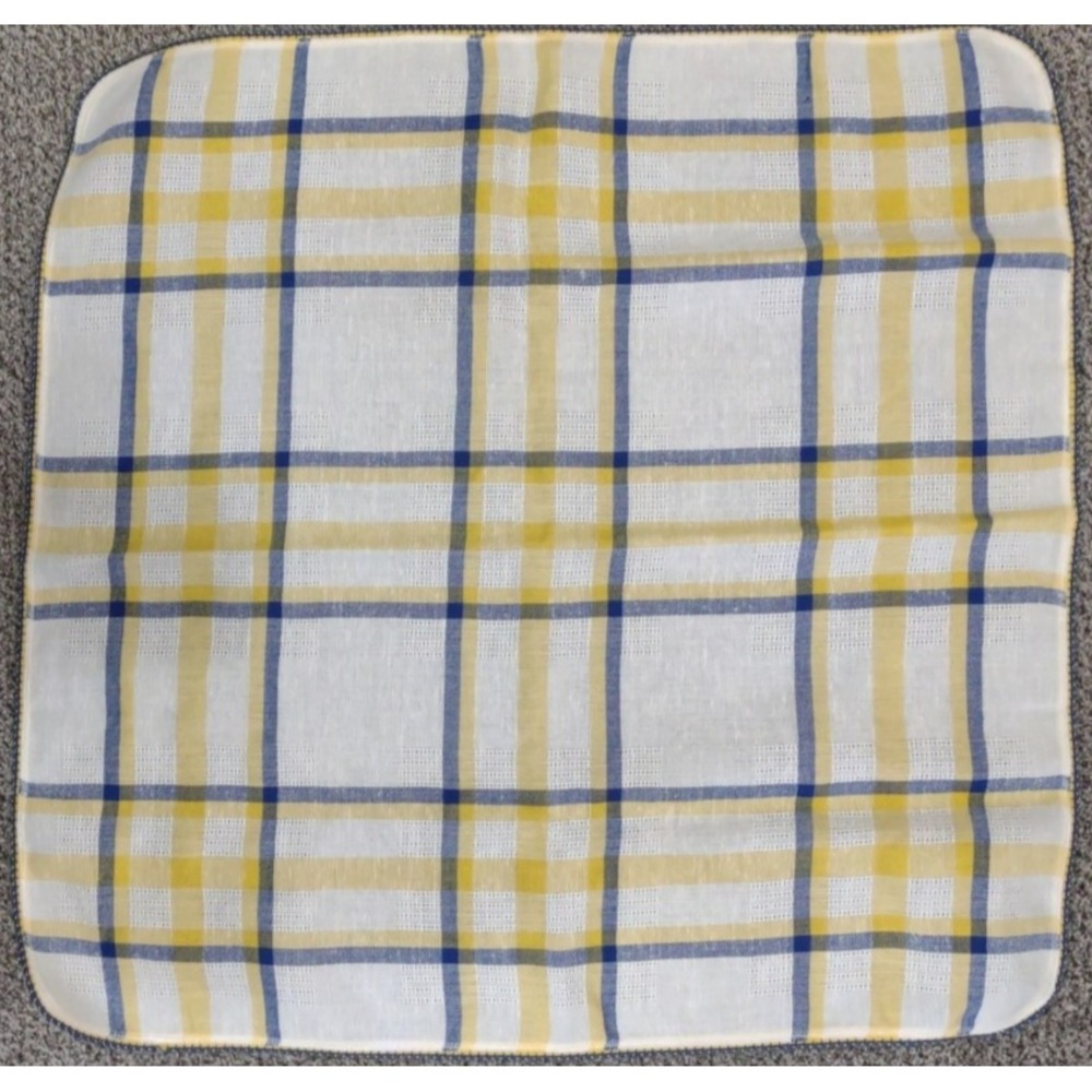 Vtg tablecloth blue/yellow/white plaid - Swedish 28x28
